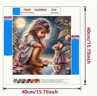Preview: Diamond Painting Mädchen und die Maus
